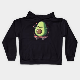 Cool funny avocado skateboarding Kids Hoodie